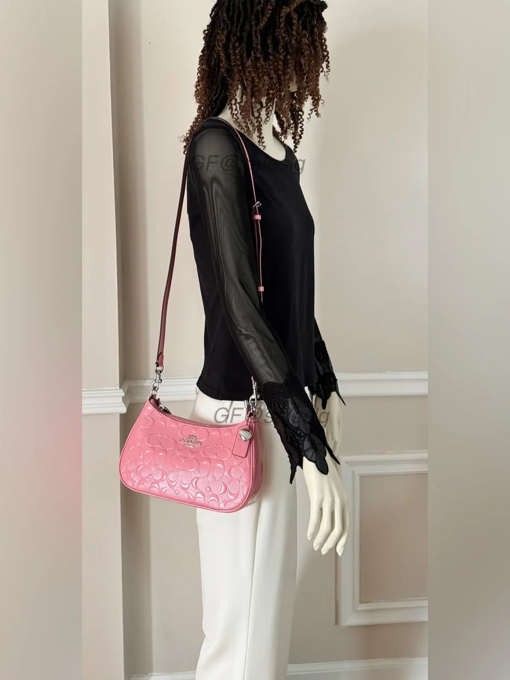 NWT Coach Teri Shoulder&Crossbody Bag Pink Patent Leather  Heart Charm CDA98